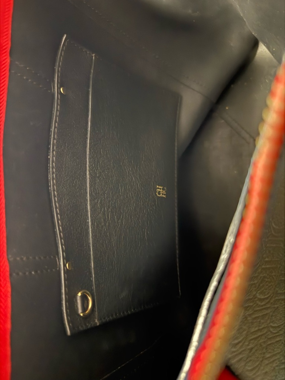 Carolina Herrera Black Tote with Red-Trim Handles - Picture 8 of 11